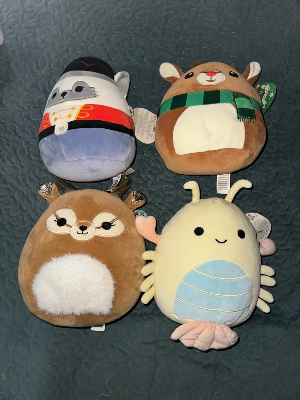 Squishmallows Plush Set - Brown, Cream, Blue, Green
